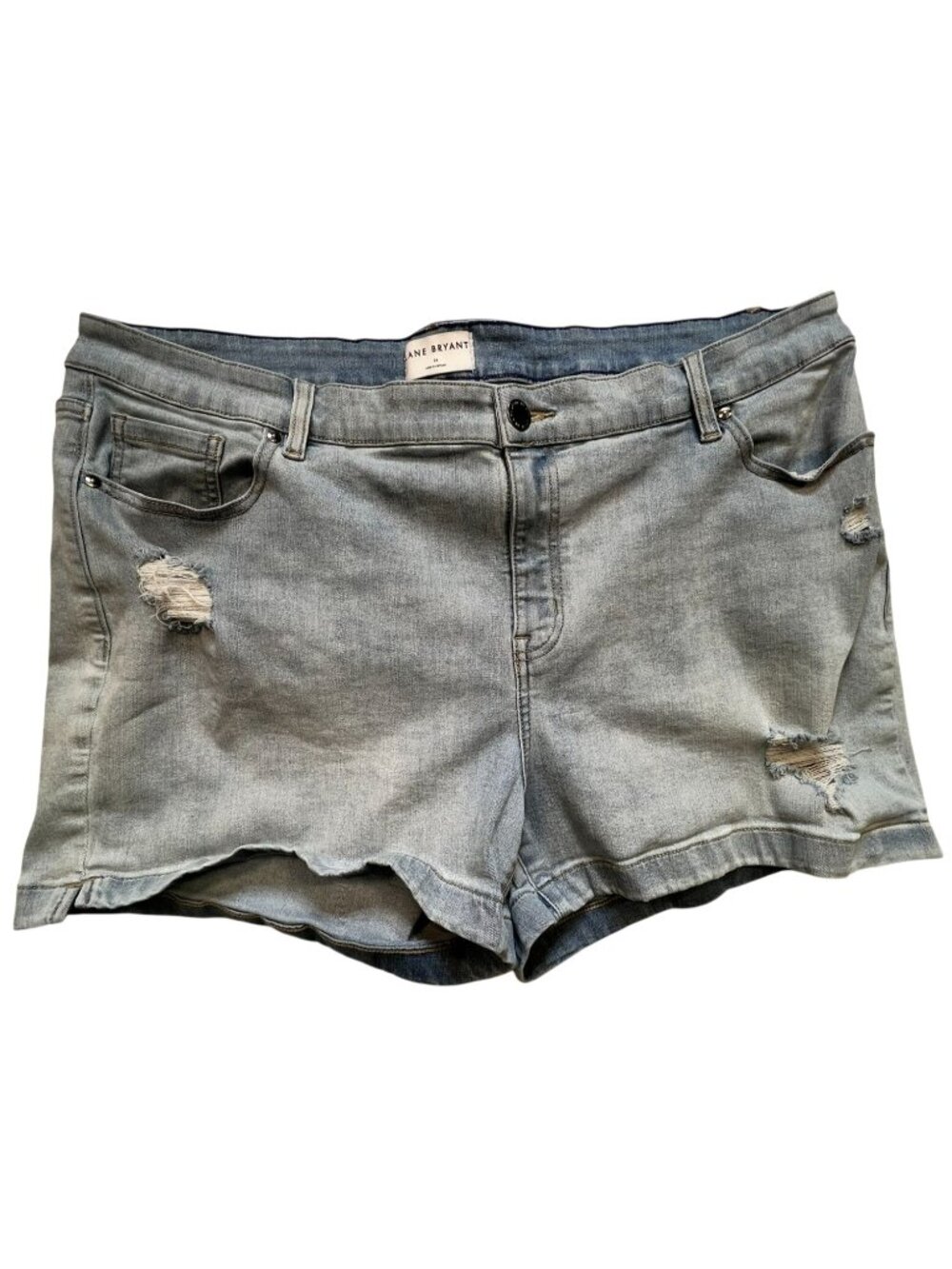 Lane Bryant Womens Distressed Signature Shorts Mid Rise Denim 24 Blue Light Wash